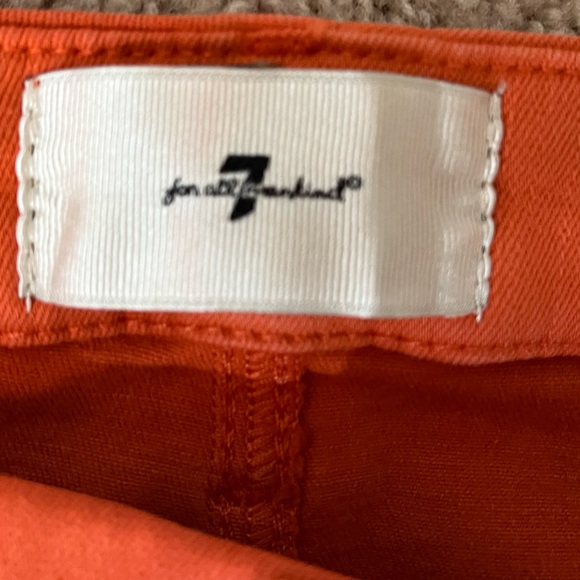 7 For All Mankind Orange Ultra High Rise Skinny Bootcut Jeans Size 32 - Picture 4 of 8